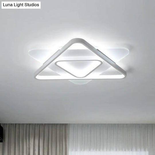 Contemporary Triangle Led Flush Mount Ceiling Light In White - Acrylic Living Room Lighting Fixture