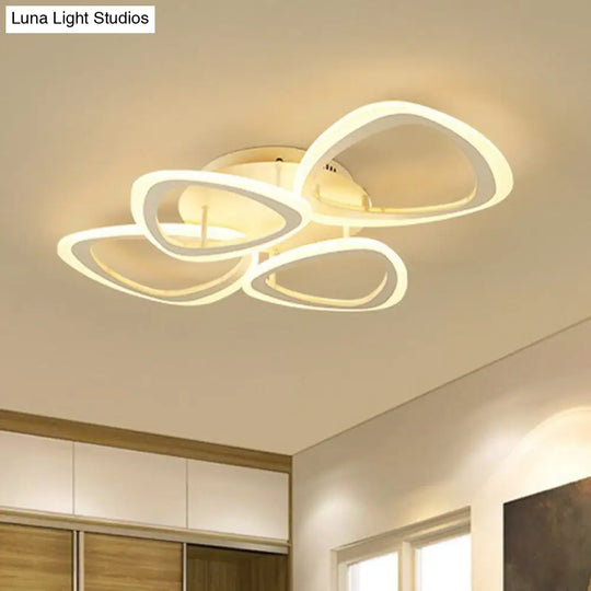 Contemporary Triangle Led Flush Mount Light For Living Room Ceiling In White Acrylic 4 / Warm
