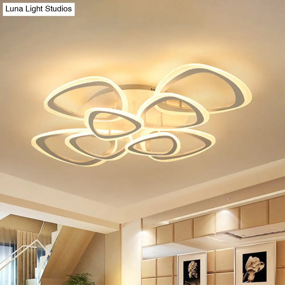 Contemporary Triangle Led Flush Mount Light For Living Room Ceiling In White Acrylic 8 / Warm