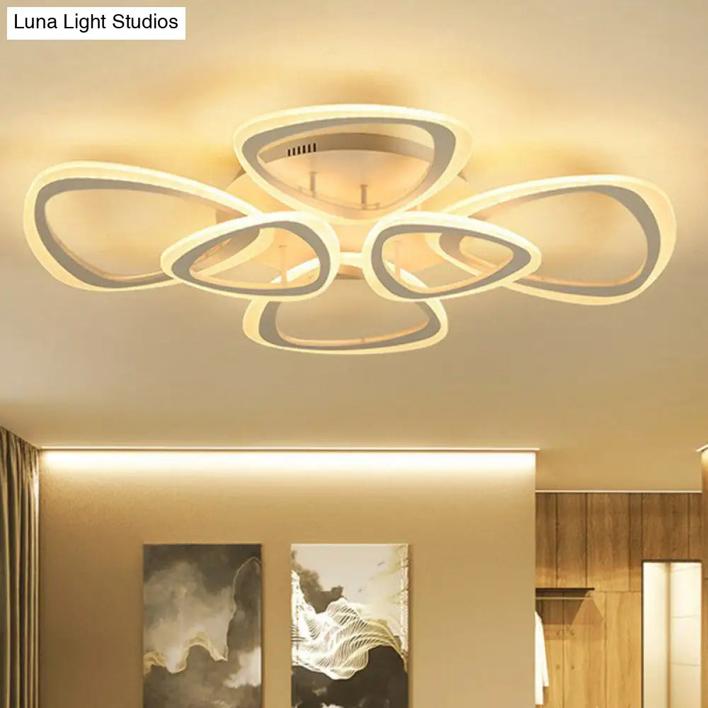 Contemporary Triangle Led Flush Mount Light For Living Room Ceiling In White Acrylic 6 / Warm