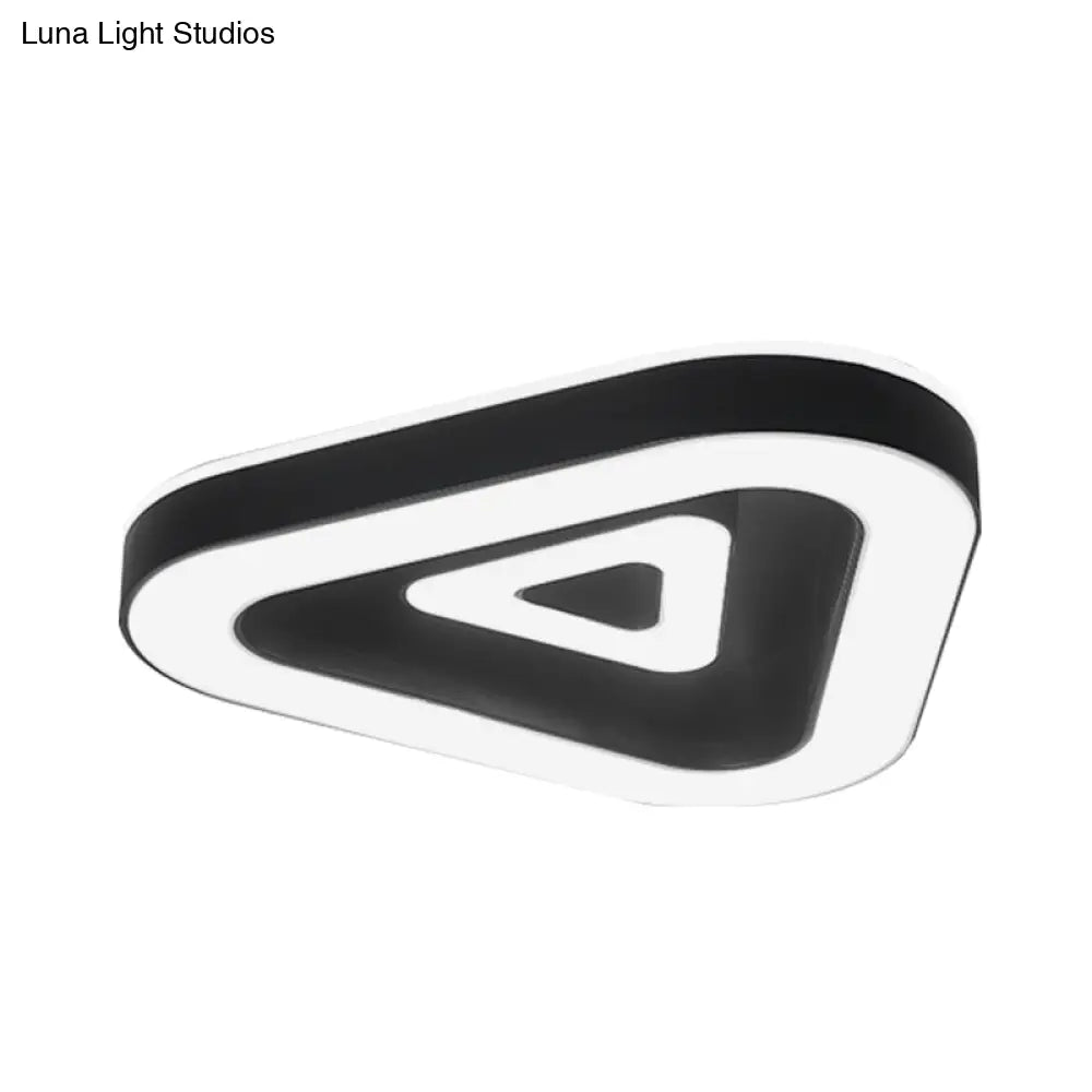 Contemporary Triangular Flush Mount Led Ceiling Light - 18’/21.5’ Wide Black/White Ideal For