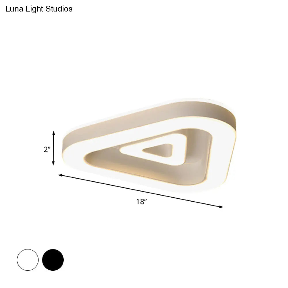 Contemporary Triangular Flush Mount Led Ceiling Light - 18’/21.5’ Wide Black/White Ideal For