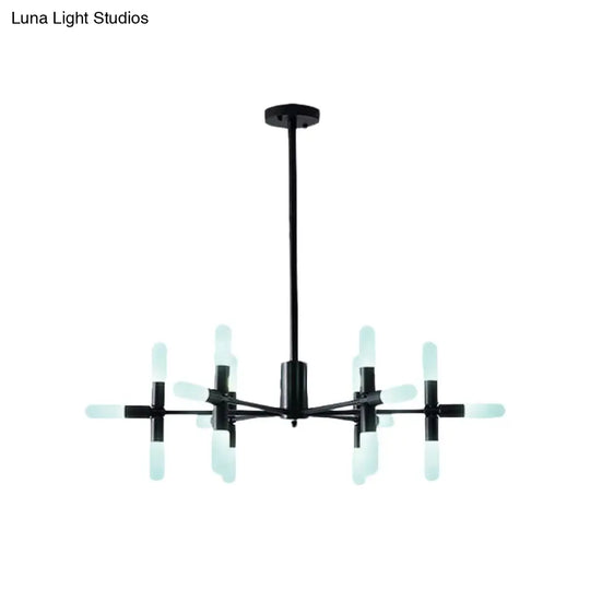 Contemporary Metal Chandelier - 18/36 Light Tubular Hanging Lamp Kit In Black/Gold With Starburst