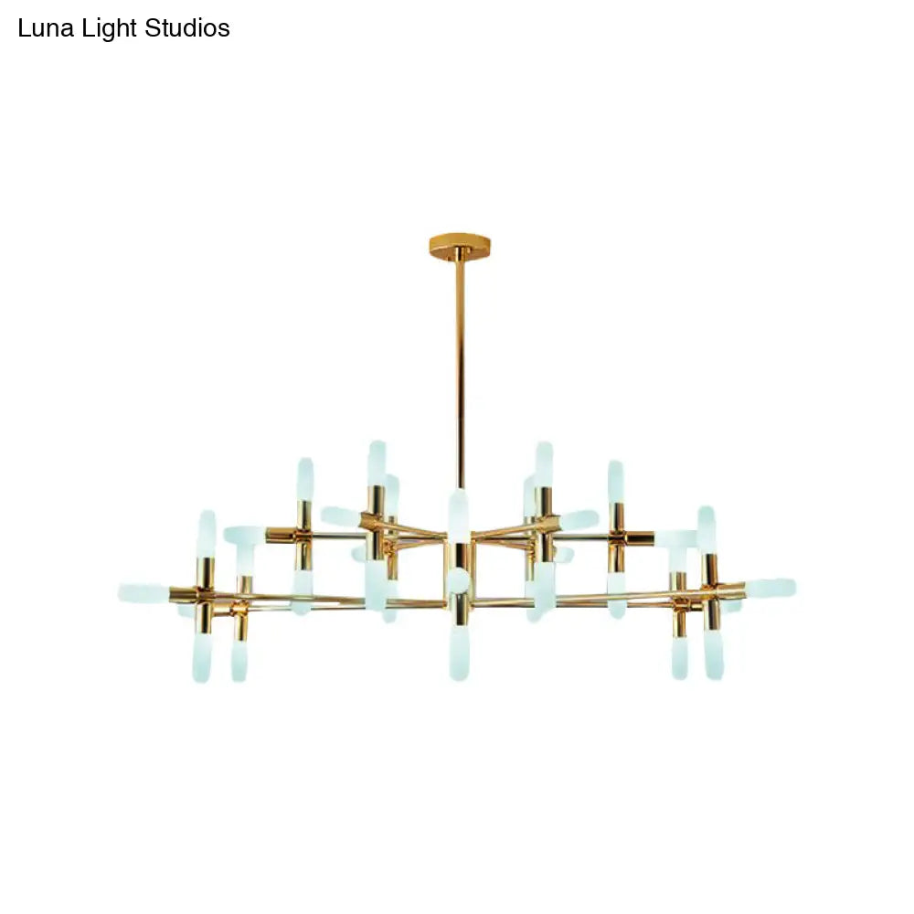 Contemporary Metal Chandelier - 18/36 Light Tubular Hanging Lamp Kit In Black/Gold With Starburst