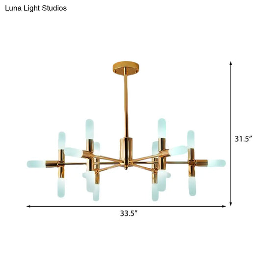 Contemporary Metal Chandelier - 18/36 Light Tubular Hanging Lamp Kit In Black/Gold With Starburst