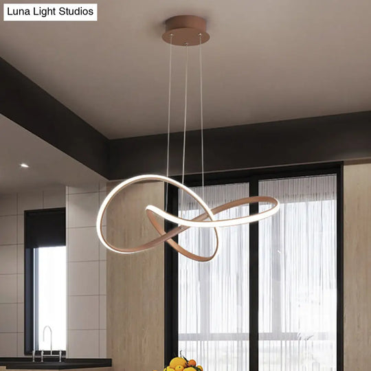 Contemporary Twine Metallic Ceiling Chandelier Led Pendant Lamp - 21’/25’ Wide Warm/White Light