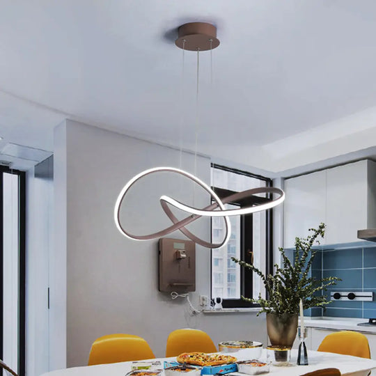 Contemporary Twine Metallic Ceiling Chandelier Led Pendant Lamp - 21’/25’ Wide Warm/White Light