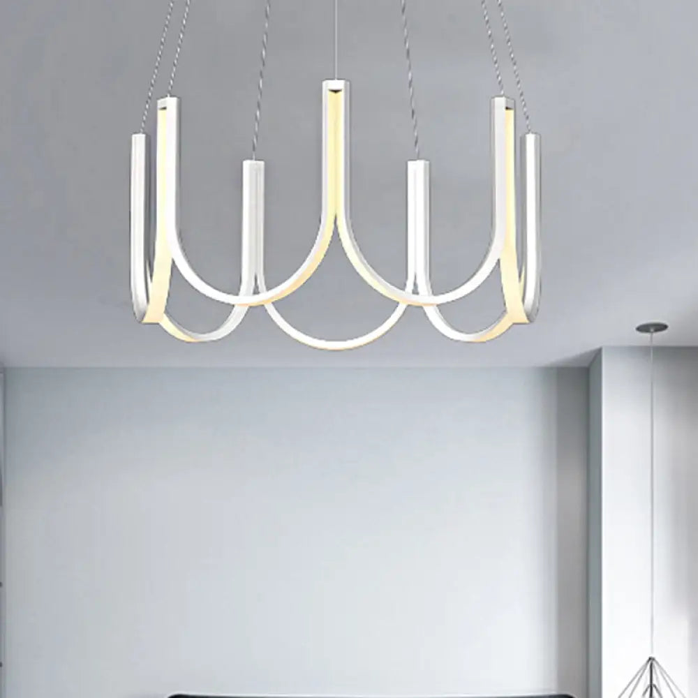 Contemporary U-Shaped Led Chandelier Light: Black/White/Gold Acrylic Ceiling Pendant (White/Warm