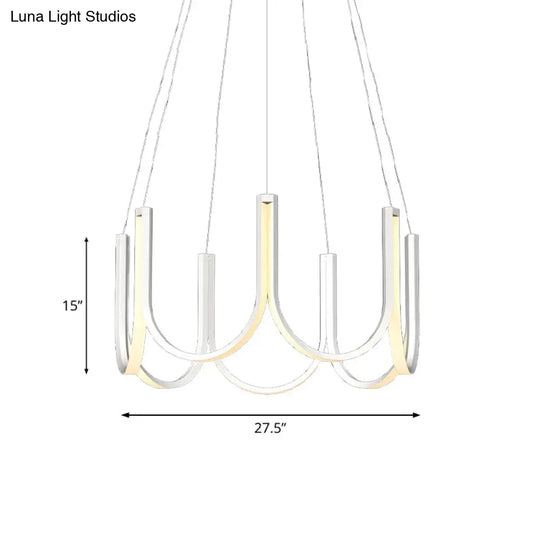 Contemporary U-Shaped Led Chandelier Light: Black/White/Gold Acrylic Ceiling Pendant (White/Warm