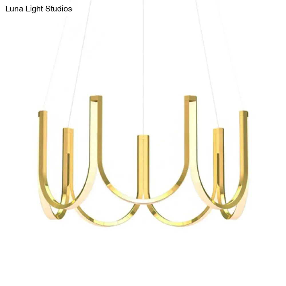 Contemporary U-Shaped Led Chandelier Light: Black/White/Gold Acrylic Ceiling Pendant (White/Warm