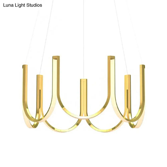 Contemporary U-Shaped Led Chandelier Light: Black/White/Gold Acrylic Ceiling Pendant (White/Warm