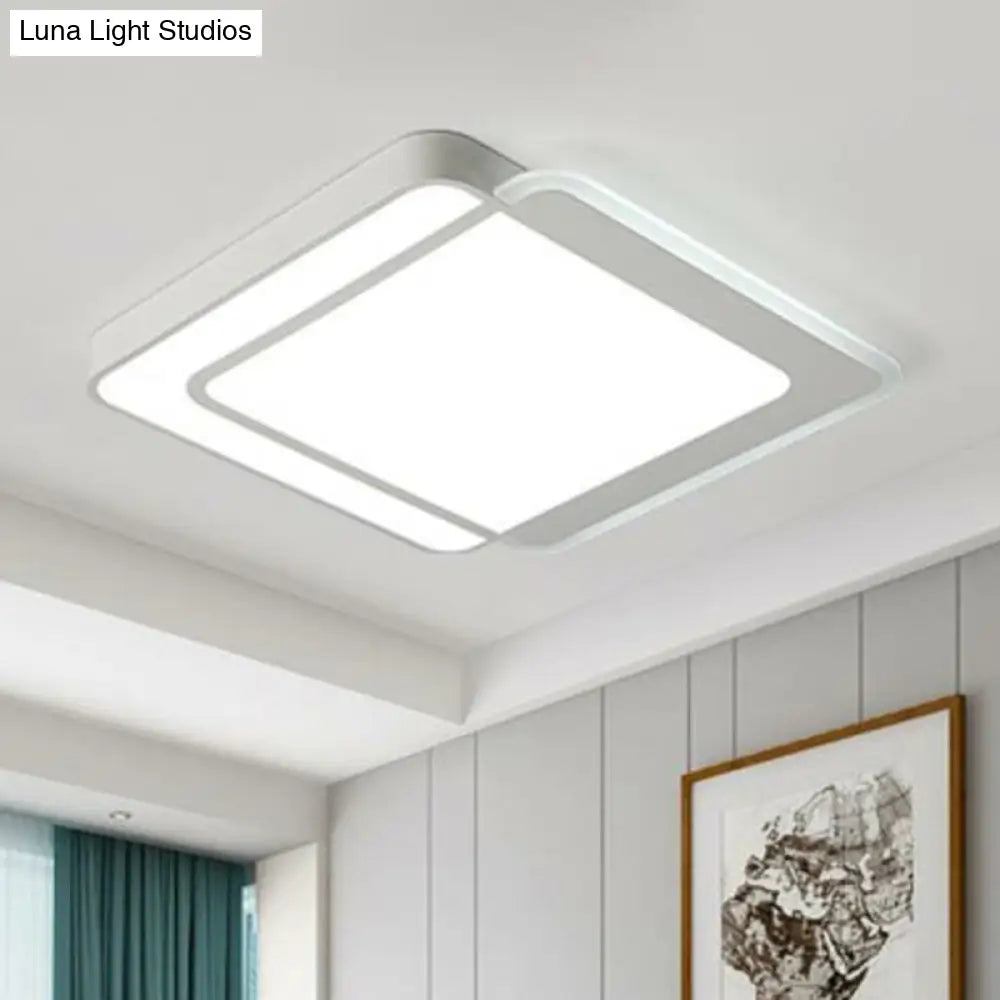 Contemporary Ultra-Thin Led Flush Mount Ceiling Light In White - Acrylic Living Room Lighting