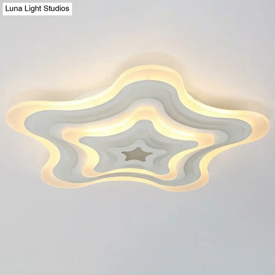 Contemporary Ultra-Thin Starfish Acrylic Led Flush Mount Light White Flushmount Ceiling Fixture For