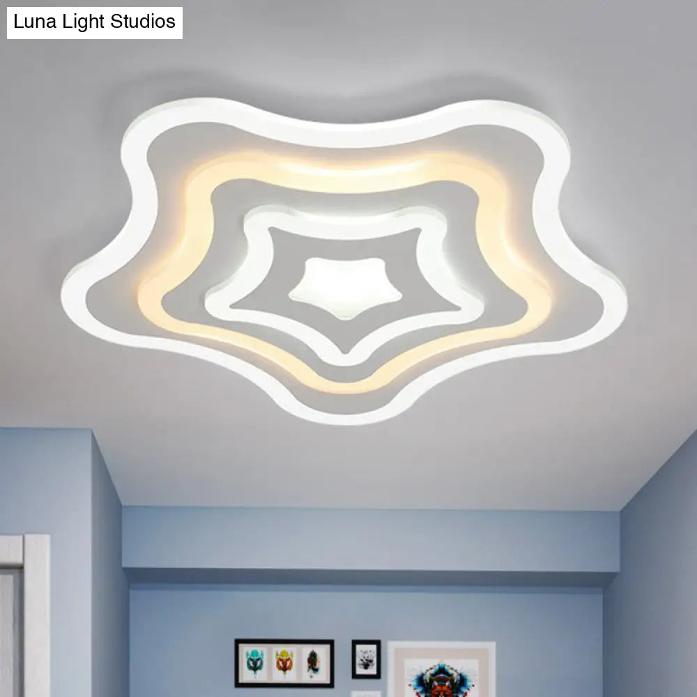 Contemporary Ultra-Thin Starfish Acrylic Led Flush Mount Light White Flushmount Ceiling Fixture For