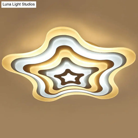 Contemporary Ultra-Thin Starfish Acrylic Led Flush Mount Light White Flushmount Ceiling Fixture For