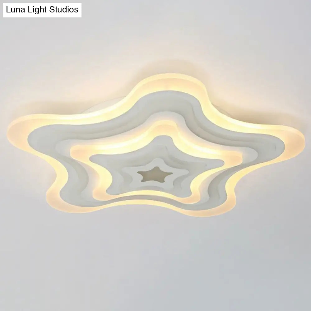 Contemporary Ultra-Thin Starfish Acrylic Led Flush Mount Light White Flushmount Ceiling Fixture For