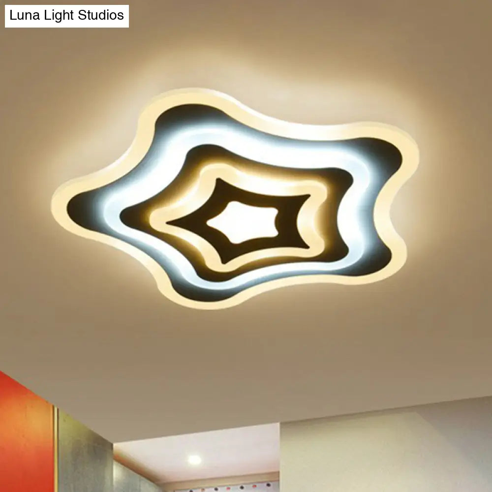 Contemporary Ultra-Thin Starfish Acrylic Led Flush Mount Light White Flushmount Ceiling Fixture For