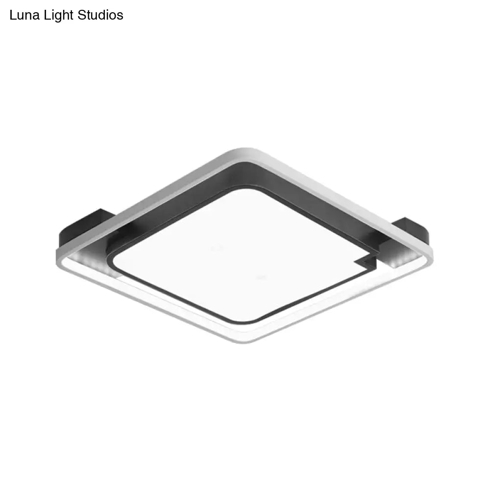 Contemporary Unique Bedroom Lighting Fixture - 16/19.5 1 Head Round/Square Ceiling Light