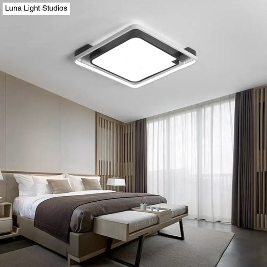 Contemporary Unique Bedroom Lighting Fixture - 16/19.5 1 Head Round/Square Ceiling Light