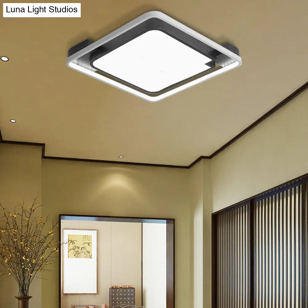 Contemporary Unique Bedroom Lighting Fixture - 16/19.5 1 Head Round/Square Ceiling Light 16 / White