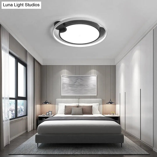 Contemporary Unique Bedroom Lighting Fixture - 16/19.5 1 Head Round/Square Ceiling Light 16 / White
