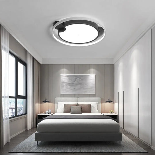 Contemporary Unique Bedroom Lighting Fixture - 16’/19.5’ 1 Head Round/Square Ceiling Light