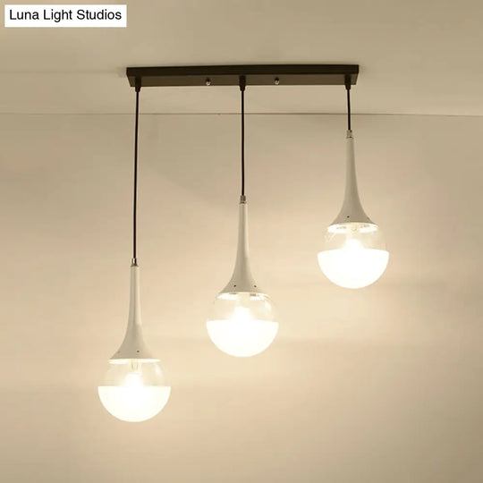 Contemporary Waterdrop Pendant Lamp With Dual-Toned Glass Shades - 3 Bulbs Included