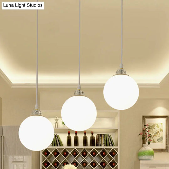 Waterdrop Pendant Light With Clear And Opal Glass Shades - 3-Bulb Hanging Lamp In White/Black White