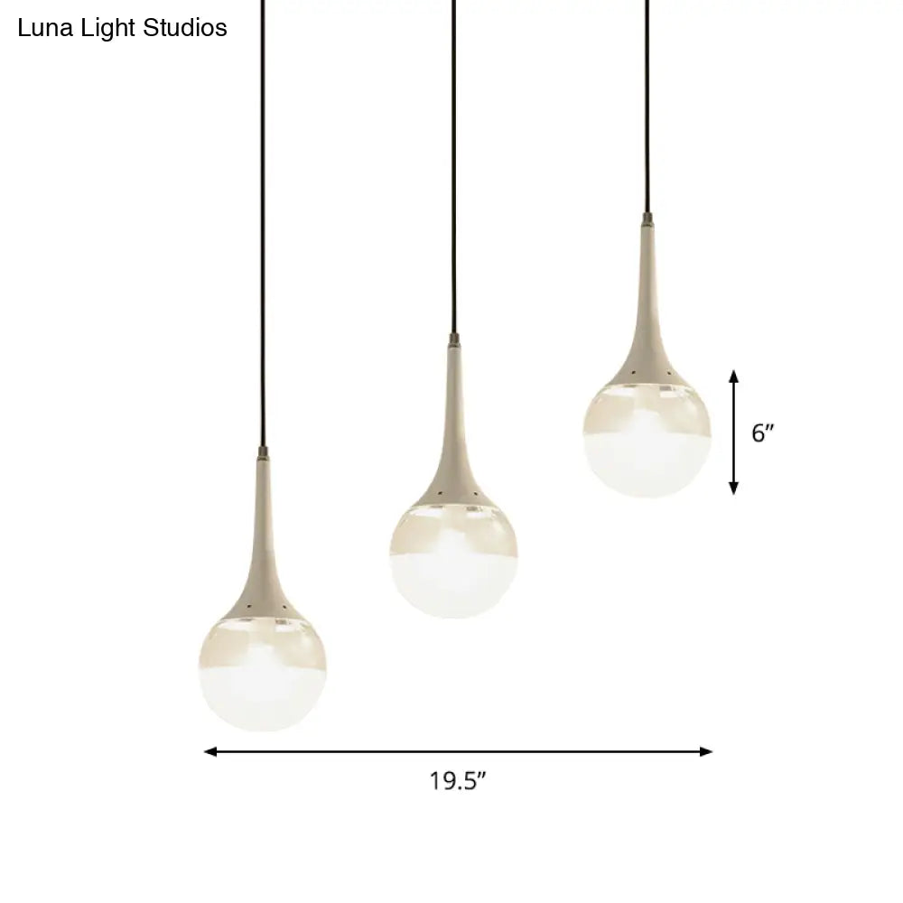 Contemporary Waterdrop Pendant Lamp With Dual-Toned Glass Shades - 3 Bulbs Included