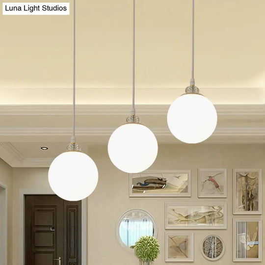 Waterdrop Pendant Light With Clear And Opal Glass Shades - 3-Bulb Hanging Lamp In White/Black