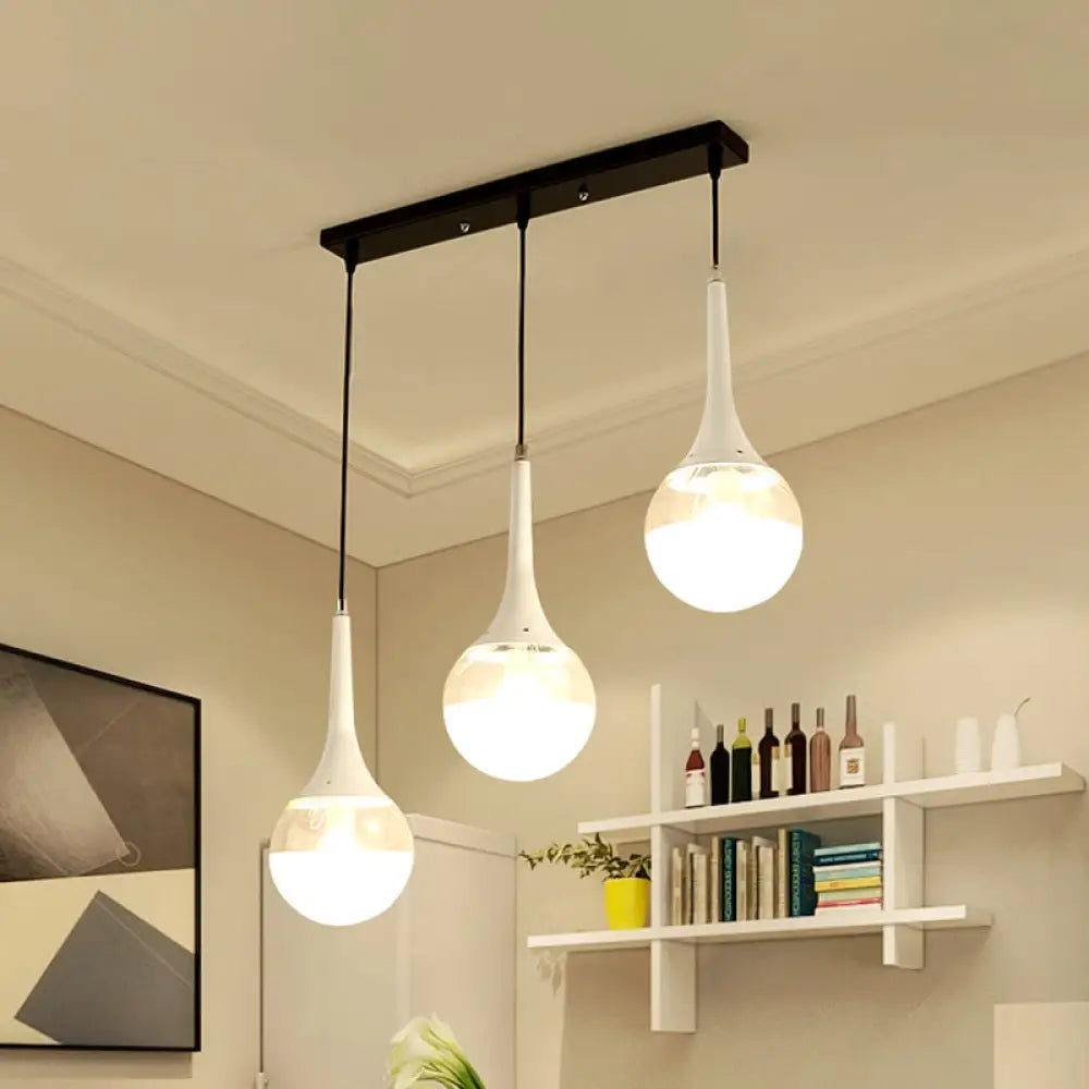 Contemporary Waterdrop Pendant Lamp With Dual-Toned Glass Shades - 3 Bulbs Included Black