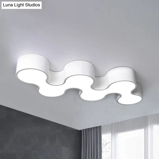 Contemporary Wavy Design Acrylic Flush Mount Led Ceiling Light For Bedroom In Warm/White White /