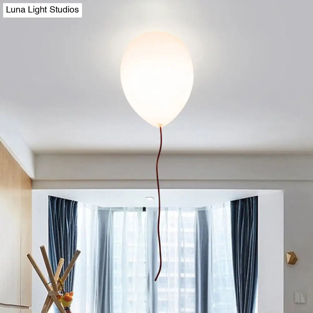 Contemporary White Balloon Shade Flush Mount Light With Opal Glass Ceiling Fixture - 8/10 W 1 Head