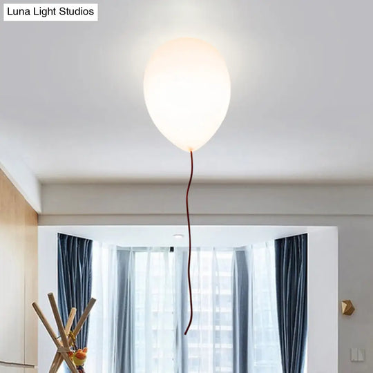 Contemporary White Balloon Shade Flush Mount Light With Opal Glass Ceiling Fixture - 8’/10’ W 1