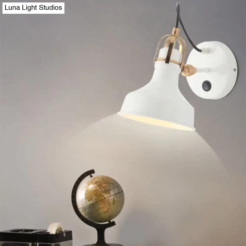 Contemporary White Barn Wall Sconce With Metallic Finish 1-Light Mount Fixture