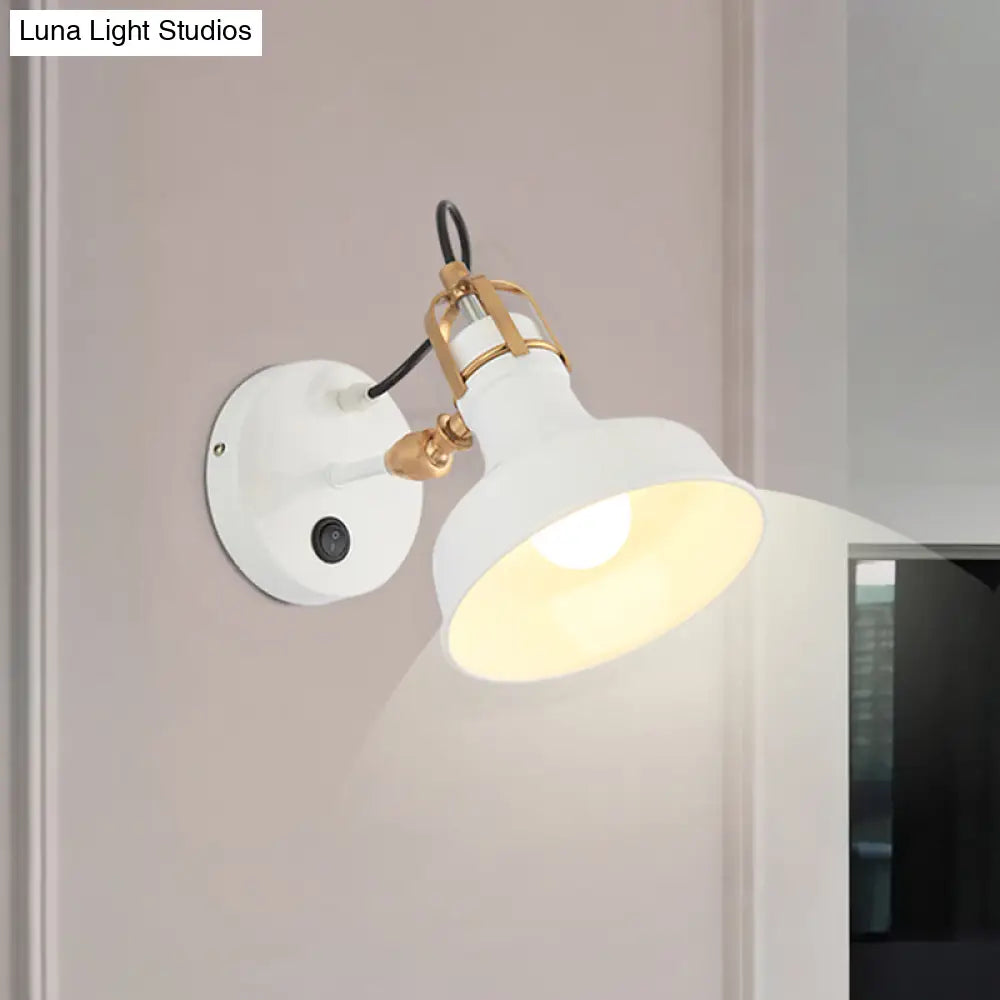 Contemporary White Barn Wall Sconce With Metallic Finish 1-Light Mount Fixture