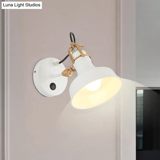 Contemporary White Barn Wall Sconce With Metallic Finish 1-Light Mount Fixture