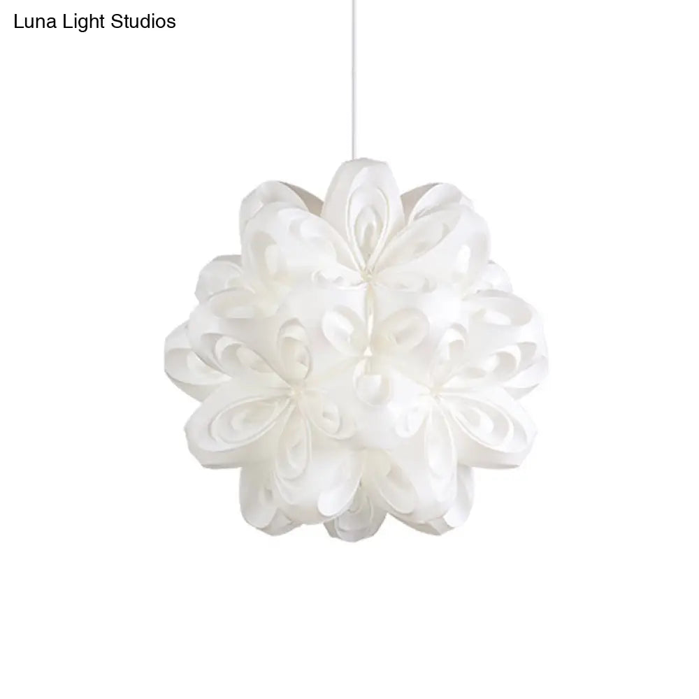 Contemporary White Bedside Pendant Ceiling Fixture With Blossom Acrylic Shade