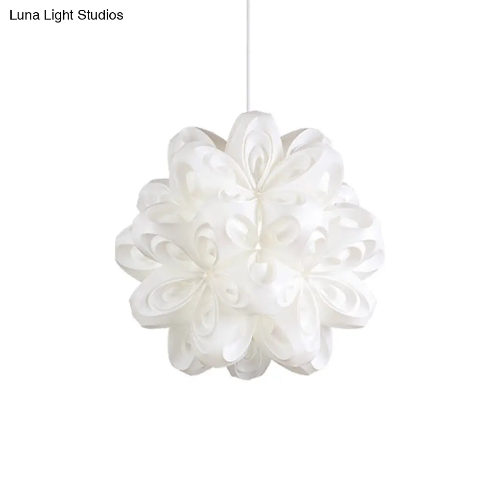 Contemporary White Bedside Pendant Ceiling Fixture With Blossom Acrylic Shade