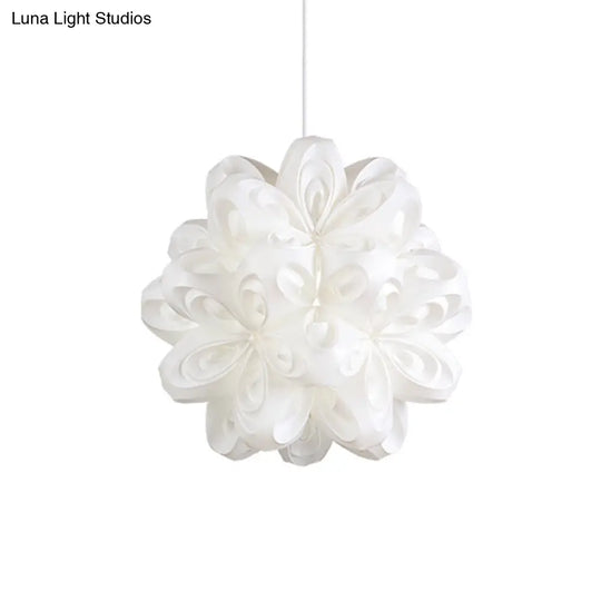 Contemporary White Bedside Pendant Ceiling Fixture With Blossom Acrylic Shade