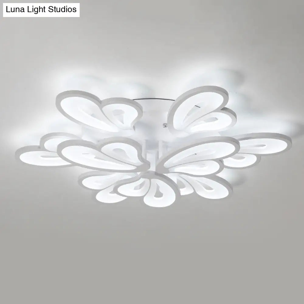 Contemporary White Butterfly Wing Ceiling Flush Light With Warm/White - Ideal For Hotels