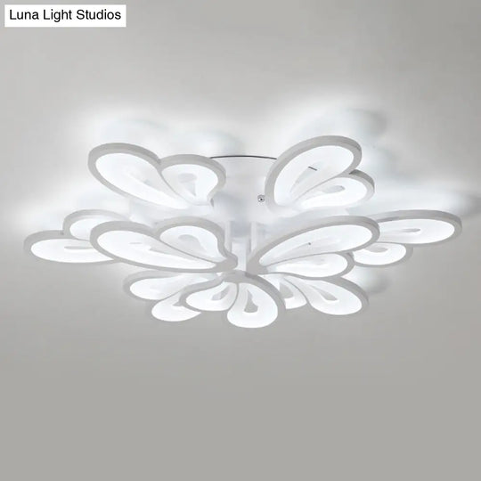 Contemporary White Butterfly Wing Ceiling Flush Light With Warm/White - Ideal For Hotels