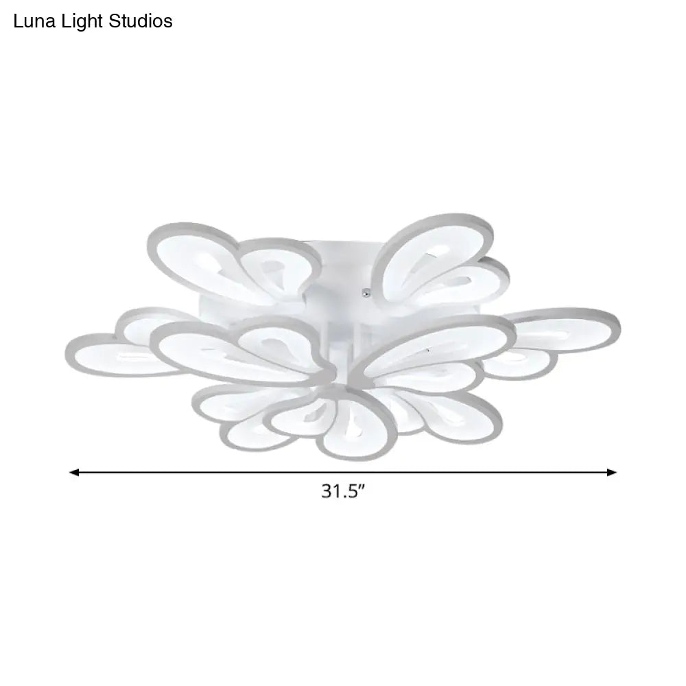 Contemporary White Butterfly Wing Ceiling Flush Light With Warm/White - Ideal For Hotels