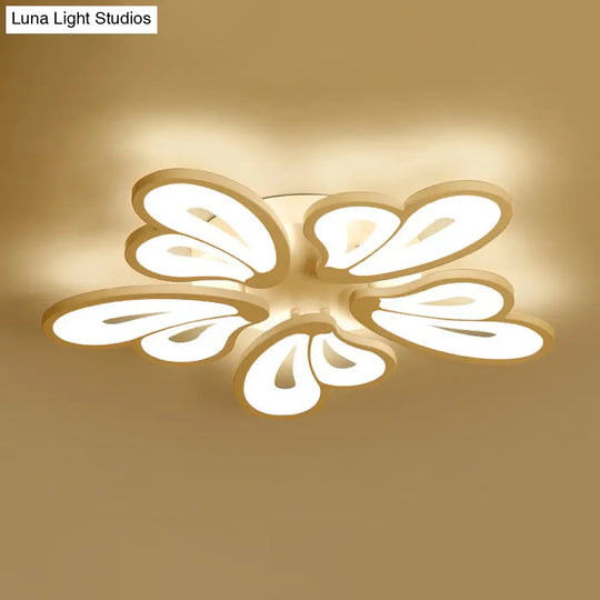 Contemporary White Butterfly Wing Ceiling Flush Light With Warm/White - Ideal For Hotels