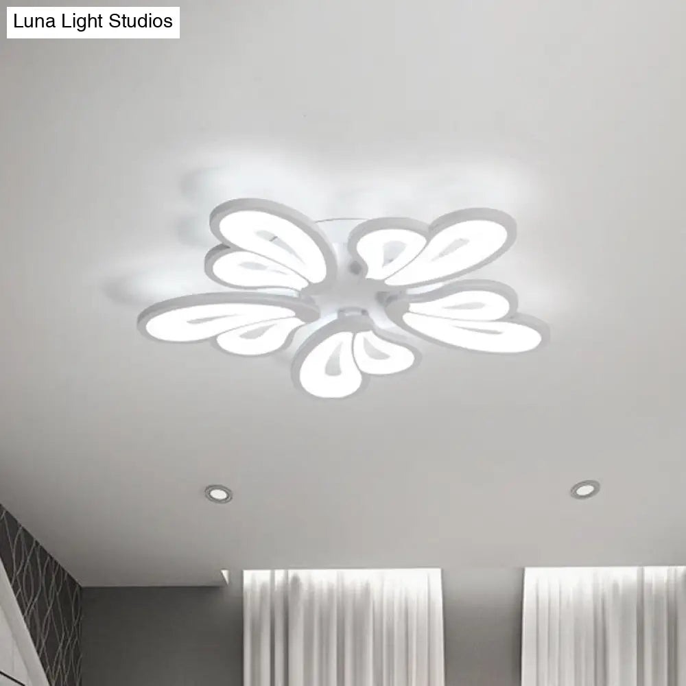 Contemporary White Butterfly Wing Ceiling Flush Light With Warm/White - Ideal For Hotels