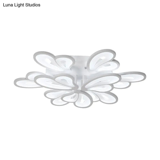 Contemporary White Butterfly Wing Ceiling Flush Light With Warm/White - Ideal For Hotels