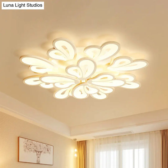 Contemporary White Butterfly Wing Ceiling Flush Light With Warm/White - Ideal For Hotels