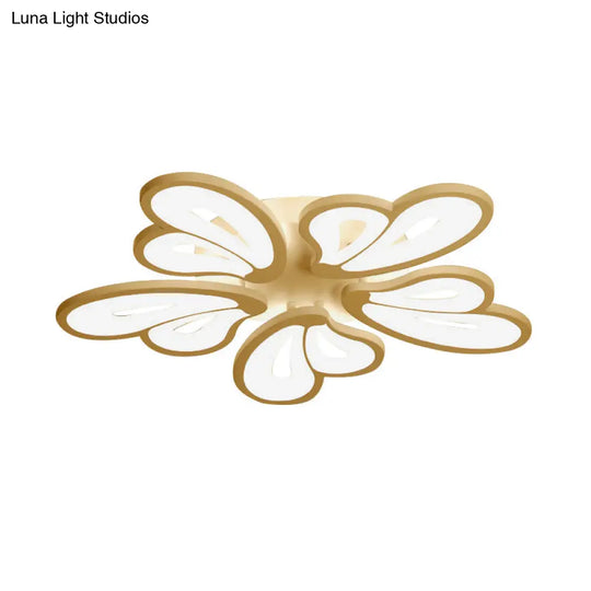 Contemporary White Butterfly Wing Ceiling Flush Light With Warm/White - Ideal For Hotels