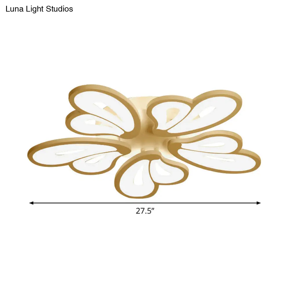 Contemporary White Butterfly Wing Ceiling Flush Light With Warm/White - Ideal For Hotels