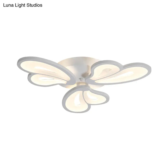 Contemporary White Butterfly Wing Ceiling Flush Light With Warm/White - Ideal For Hotels